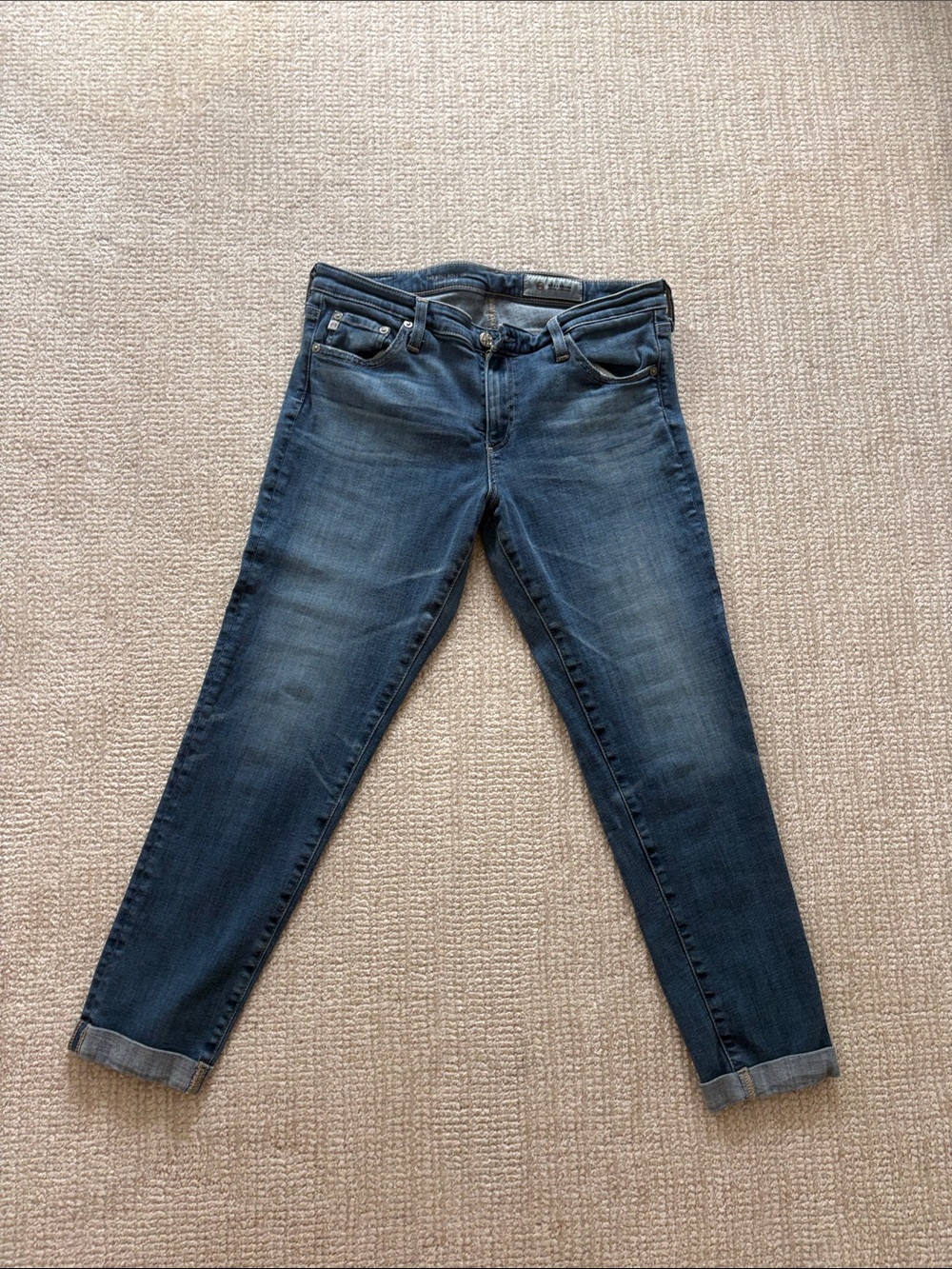 Ag Adriano Goldschmied Boyfriend Jeans in Medium Blue Wash